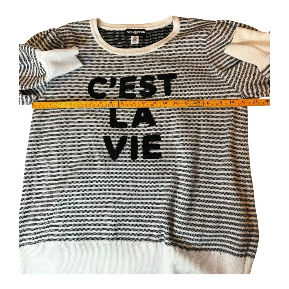 Karl Lagerfeld Black and White Striped Sweater - Picture 7 of 11